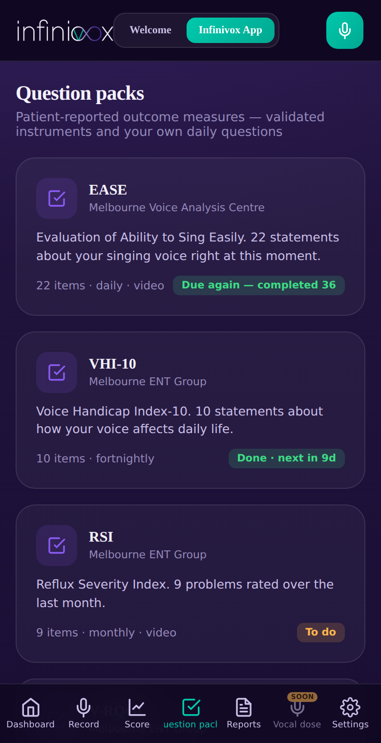 Validated question packs